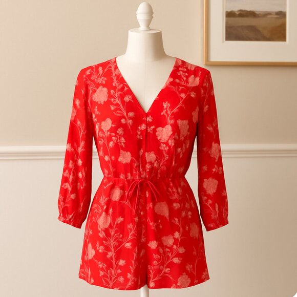 H & M Red Floral Romper - Picture 1 of 4